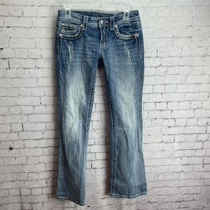 Miss Me Boot Cut Jeans 27x31 medium wash bling studded jeans